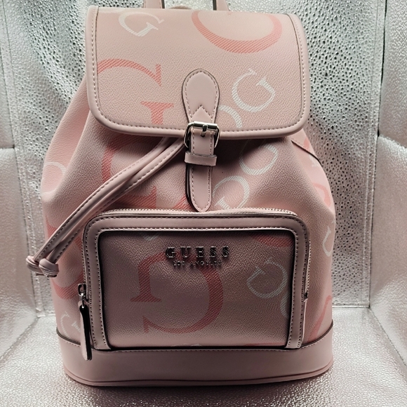 Guess Handbags - GUESS Blush Pink Monogram Backpack